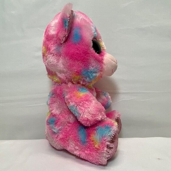 Ty Beanie Boos Franky 10" Rainbow Tye Dye Bear Pink Glitter Eyes 2018 Plush VHTF - Picture 5 of 11